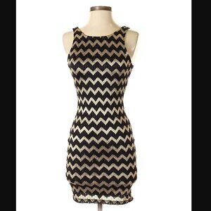 Forever 21 Black and Gold Chevron Dress